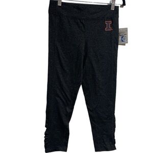Illinois Illini legging cinch ruched hem Capri small stretch charcoal gray black
